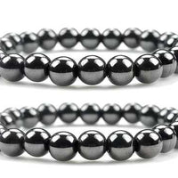 Natural Round Beads Magnetic Hematite Crystal Stone 8mm Bracelet (Pack of 2)