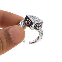 Saizen Silver Rings for Men Owl Face Ring