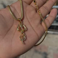 Gold Plated Trishul Pendant With Chain