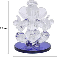 Crystal ganesha Twin side face for car dashboard idols Showpiece - 5.5 cm��(Crystal, Blue)