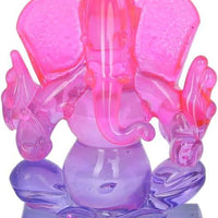 Crystal Ganesh Twin Side Face Car Dashboard Idols Showpiece - 6.5 cm��(Crystal, Multicolor)