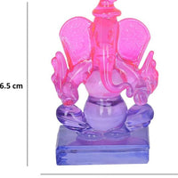 Crystal Ganesh Twin Side Face Car Dashboard Idols Showpiece - 6.5 cm��(Crystal, Multicolor)