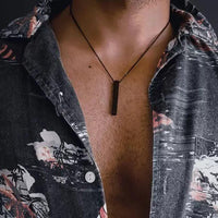 Saizen black vertical bar pendant with ring for boys and mens