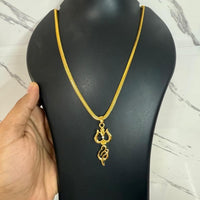 Gold Plated Trishul Pendant With Chain