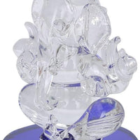 Crystal ganesha Twin side face for car dashboard idols Showpiece - 5.5 cm��(Crystal, Blue)