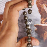 Unisex Pyrite Elastic Bracelet with Lucky Charm