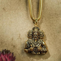 Panchamukhi Hanuman Pendant With Snake Golden Chain