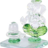 Crystal Ganesh Idol with Shivling Design Divine Car Dashboard Showpiece - 6.5 cm��(Crystal, Green)