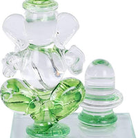 Crystal Ganesh Idol with Shivling Design Divine Car Dashboard Showpiece - 6.5 cm��(Crystal, Green)