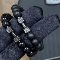 Black Matte Agate Onyx Beads Bracelet Pack of 2