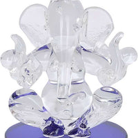 Crystal ganesha Twin side face for car dashboard idols Showpiece - 5.5 cm��(Crystal, Blue)
