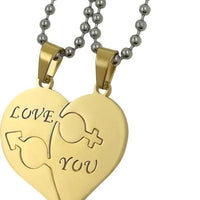 Nest Love You Hearth Shape Gold Plated Pendant Chain For Couple
