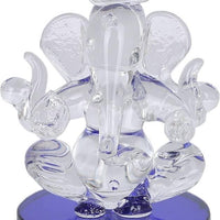 Crystal ganesha Twin side face for car dashboard idols Showpiece - 5.5 cm��(Crystal, Blue)