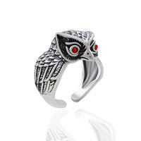 Saizen Silver Rings for Men Owl Face Ring