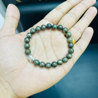 Unisex Pyrite Elastic Bracelet with Lucky Charm