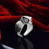 Saizen Silver Rings for Men Owl Face Ring